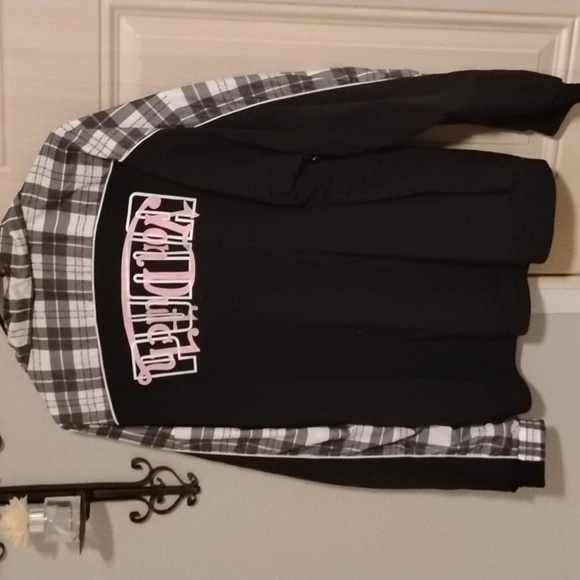 Puma x Von Dutch Reversible Black, Pink & White Colorblock & Plaid Windbreaker M - Picture 2 of 11